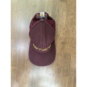 Carhartt Mesh Back Trucker Hat Burgundy Snapback Cap One Size Cotton SP22